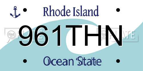 961THN Rhode Island License Plate
