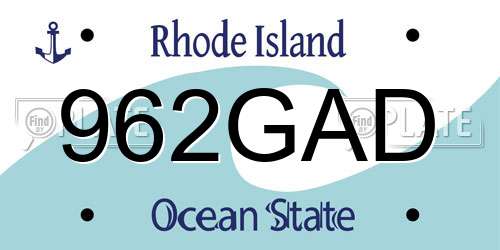 962GAD Rhode Island License Plate