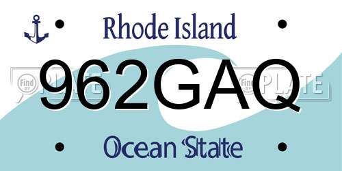 962GAQ Rhode Island License Plate