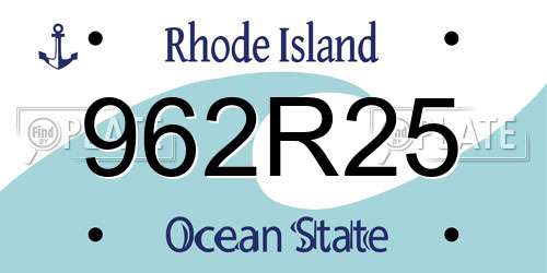 962R25 Rhode Island License Plate
