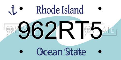 962RT5 Rhode Island License Plate