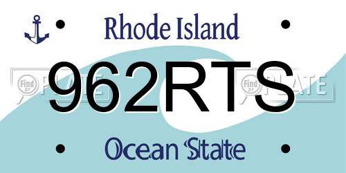 962RTS Rhode Island License Plate