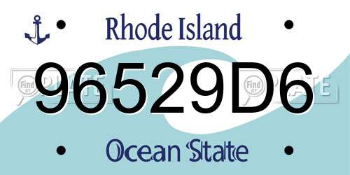 96529D6 Rhode Island License Plate