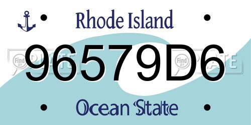 96579D6 Rhode Island License Plate