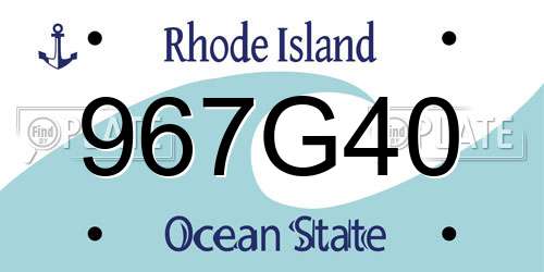 967G40 Rhode Island License Plate