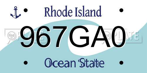 967GA0 Rhode Island License Plate