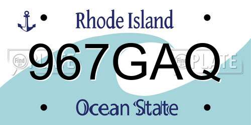 967GAQ Rhode Island License Plate