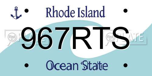 967RTS Rhode Island License Plate