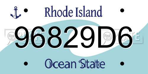 96829D6 Rhode Island License Plate