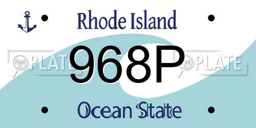 968P Rhode Island License Plate