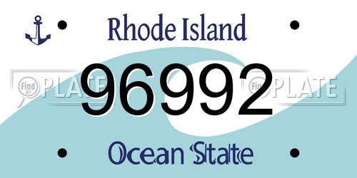 96992 Rhode Island License Plate