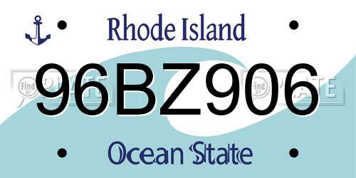 96BZ906 Rhode Island License Plate