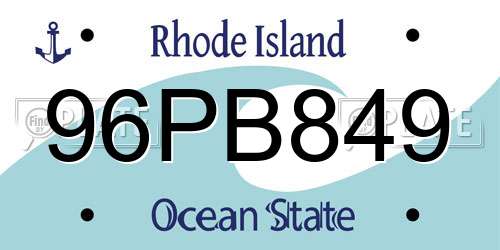 96PB849 Rhode Island License Plate