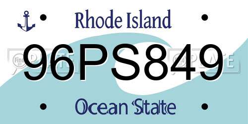 96PS849 Rhode Island License Plate