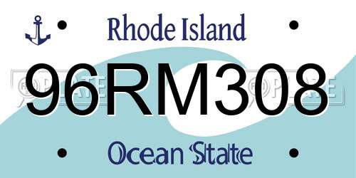 96RM308 Rhode Island License Plate