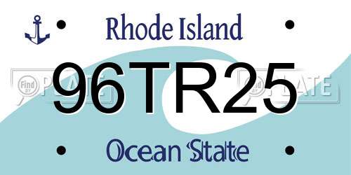 96TR25 Rhode Island License Plate
