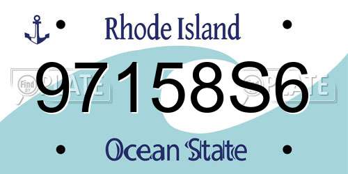 97158S6 Rhode Island License Plate
