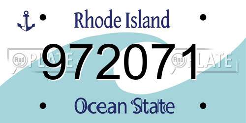 972071 Rhode Island License Plate