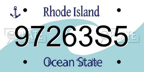 97263S5 Rhode Island License Plate