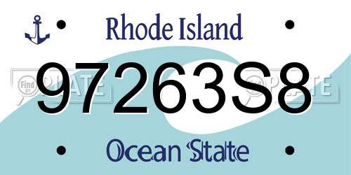 97263S8 Rhode Island License Plate