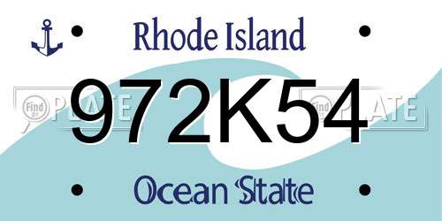 972K54 Rhode Island License Plate