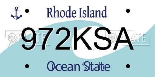 972KSA Rhode Island License Plate