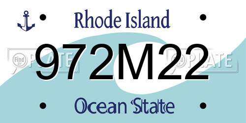 972M22 Rhode Island License Plate