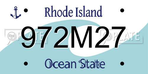 972M27 Rhode Island License Plate