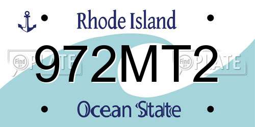 972MT2 Rhode Island License Plate