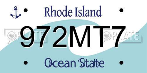 972MT7 Rhode Island License Plate