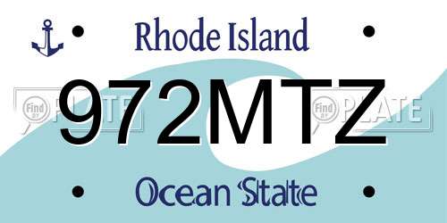 972MTZ Rhode Island License Plate