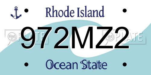 972MZ2 Rhode Island License Plate
