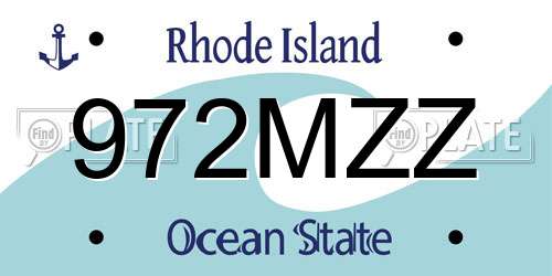 972MZZ Rhode Island License Plate