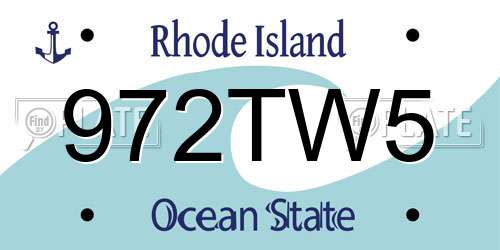 972TW5 Rhode Island License Plate