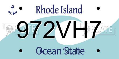 972VH7 Rhode Island License Plate