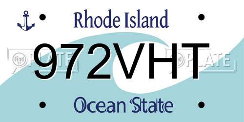 972VHT Rhode Island License Plate