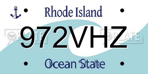 972VHZ Rhode Island License Plate