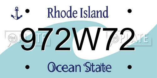 972W72 Rhode Island License Plate
