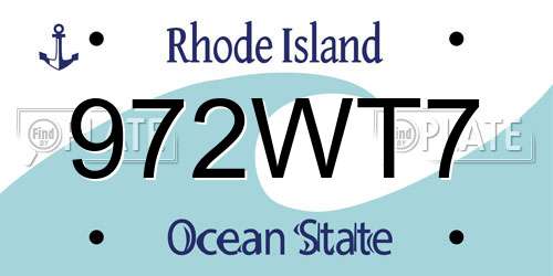 972WT7 Rhode Island License Plate