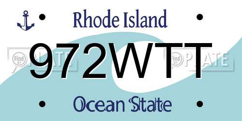 972WTT Rhode Island License Plate