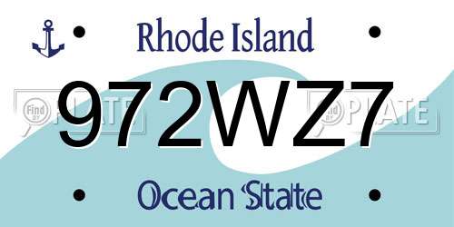 972WZ7 Rhode Island License Plate