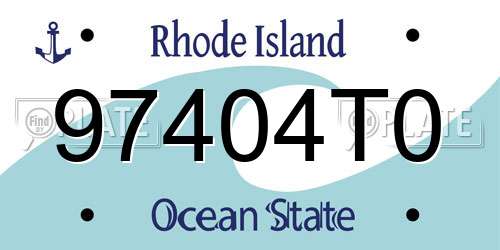 97404T0 Rhode Island License Plate