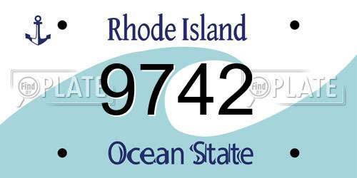 9742 Rhode Island License Plate