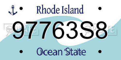 97763S8 Rhode Island License Plate