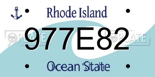 977E82 Rhode Island License Plate