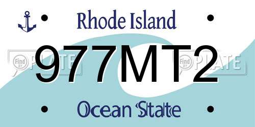 977MT2 Rhode Island License Plate