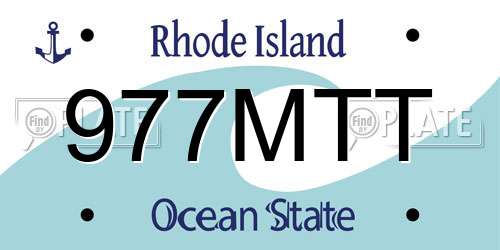 977MTT Rhode Island License Plate