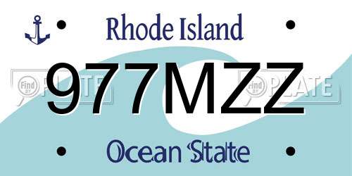 977MZZ Rhode Island License Plate