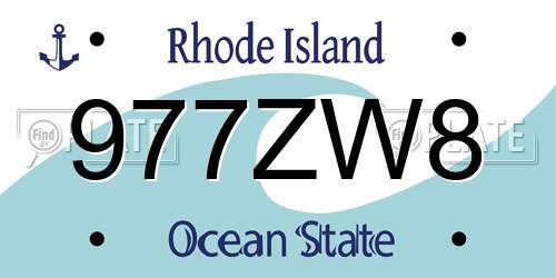 977ZW8 Rhode Island License Plate