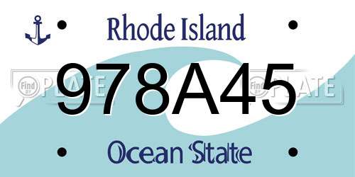 978A45 Rhode Island License Plate